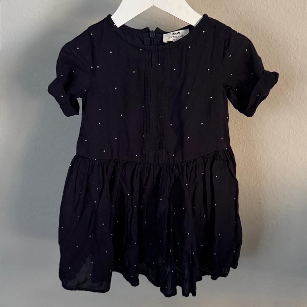 Cyrillus Navy Blue and White Polka Dot Dress size 3